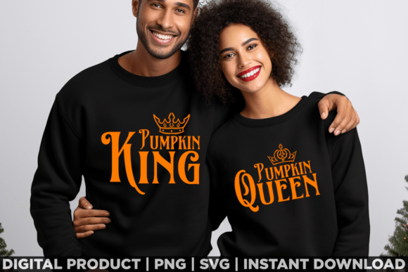 Couple Halloween Pumpkin King Queen Tee Graphics
